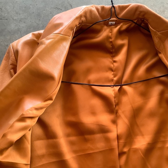 Vintage Eau De Cuir Unique Orange Leathe Jacket - Picture 5 of 12